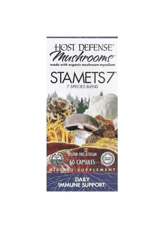 Мицелий из 7 видов грибов Stamets 7, 60 вегакапсул для поддержки иммунной системы Host Defense (334706721)