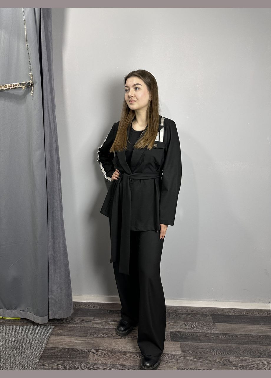 Женский нарядный костюм брючный черный MKNP3585-1 Modna KAZKA (289657187)