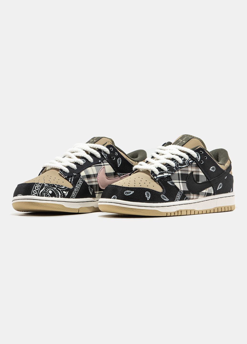 Коричневые зимние кроссовки зимние мужские и женские nike sb dunk low x travis scott cactus jack winter | найк сб данк низкие коричневые с мехом No Brand