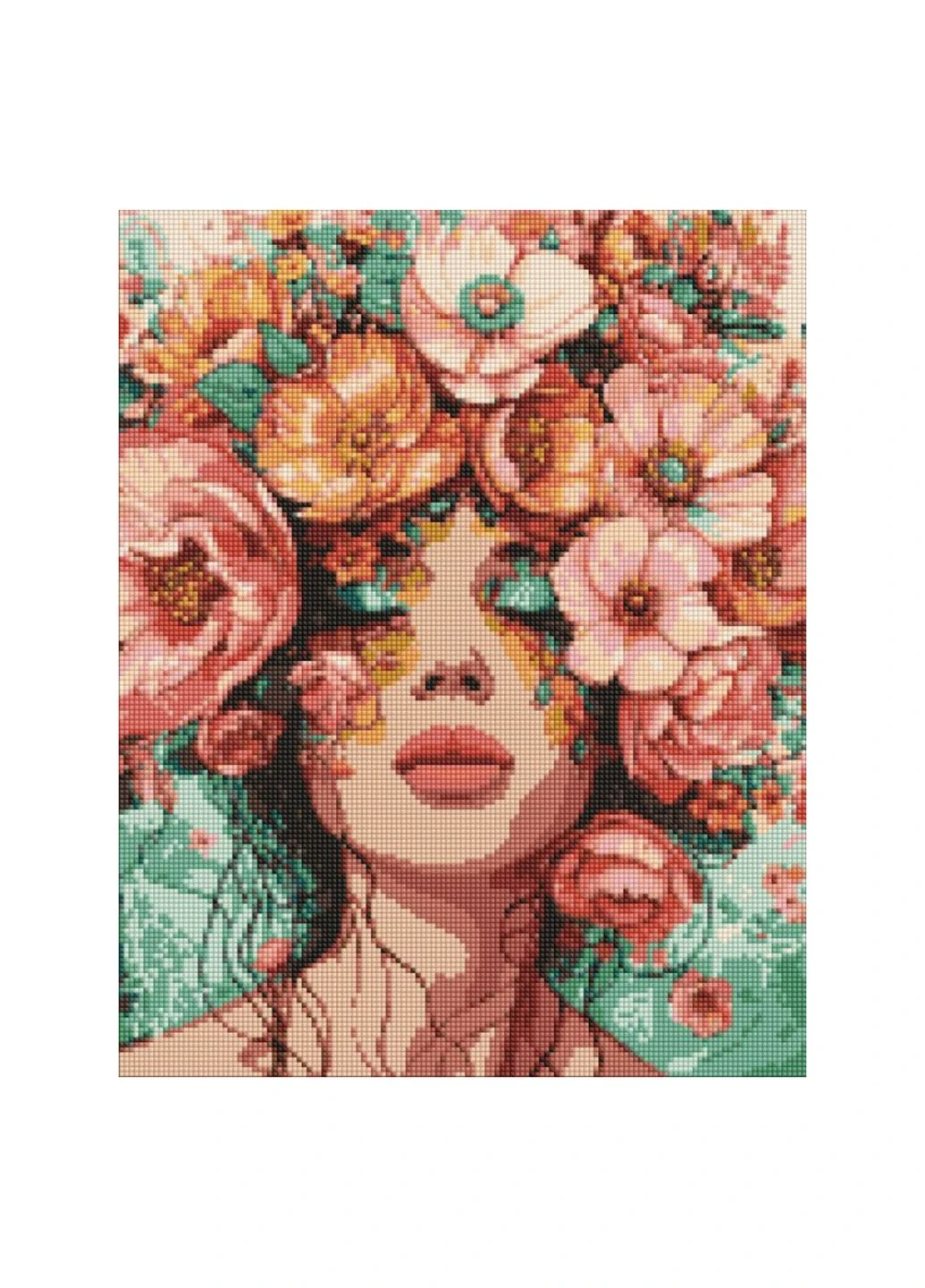 Алмазна мозаїка "Дівчина у квітах" ©victoria_art___, 40х50 см, AMO8029 IDEYKA (311601037)