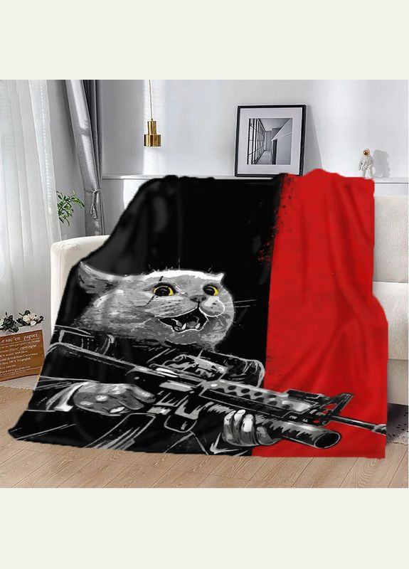 Плед патріотичний 3D Котячий бунт 10597 135х160 см FlexDress (364497823)