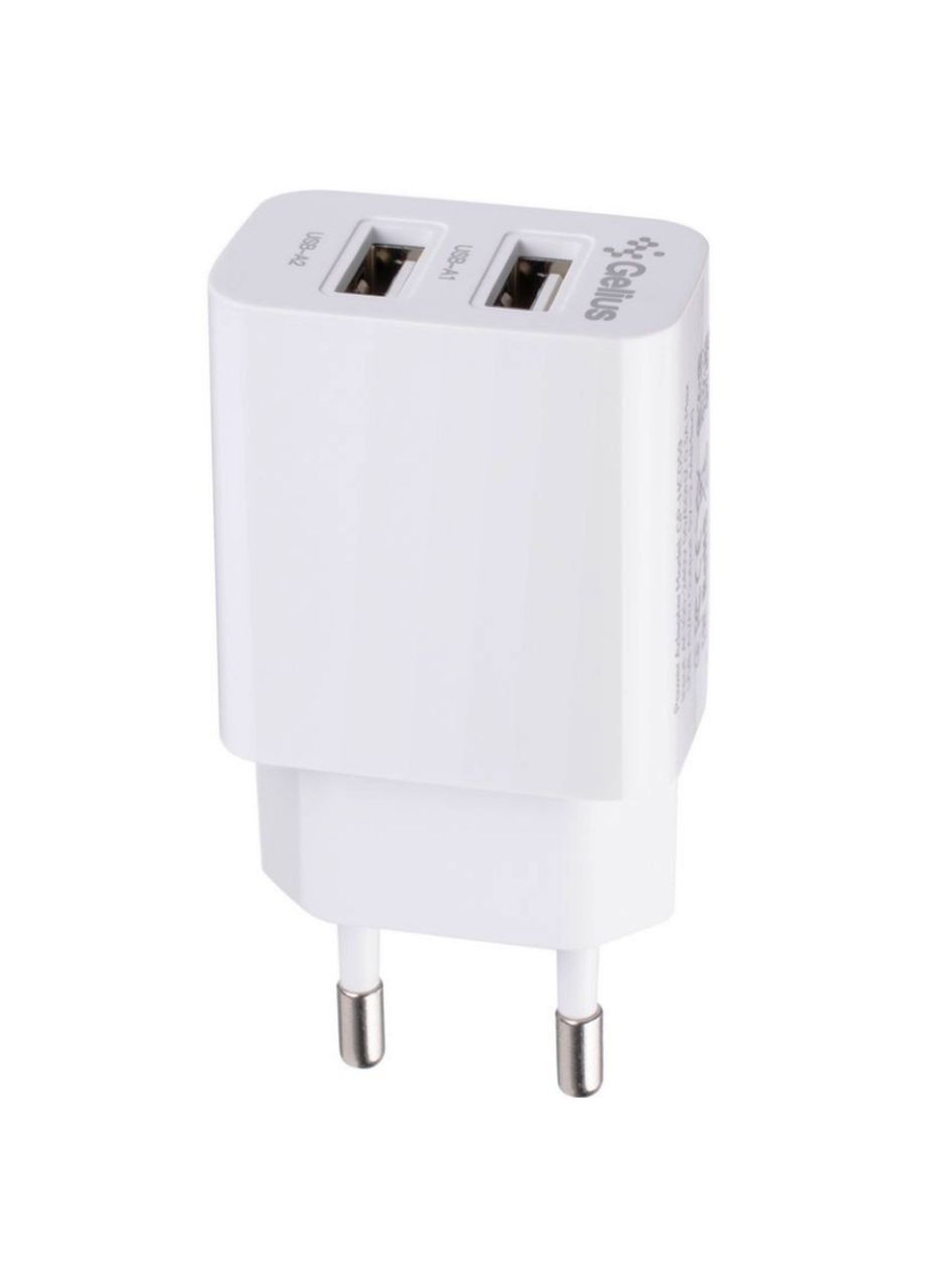 Мережевий зарядний пристрій із кабелем, 12 Вт, USBx2, Simple GP-HC059/Адаптер живлення для заряджання смартфона Gelius (370259574)