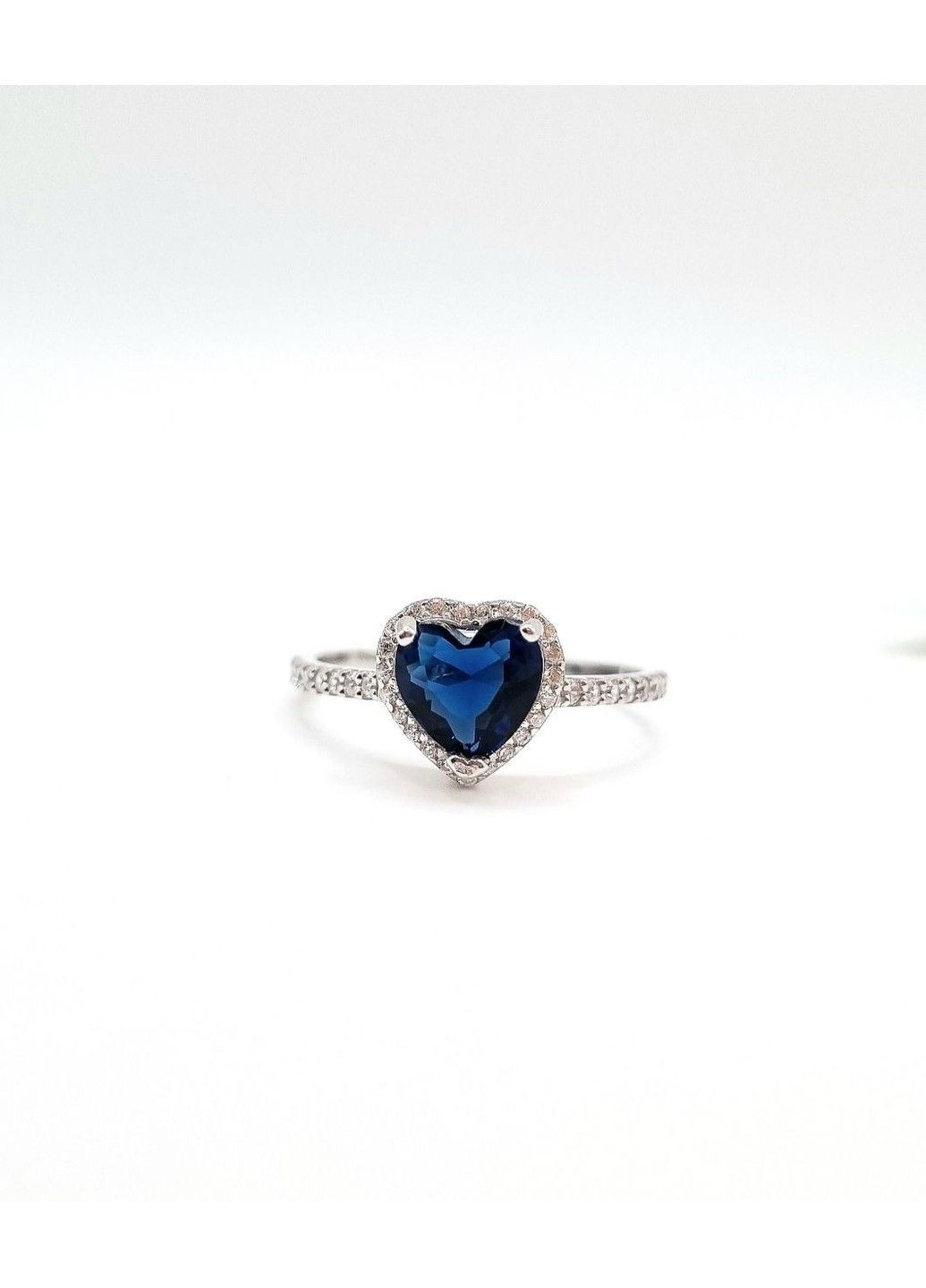 Срібна каблучка "Серце" з синім каменем 16,5 UMAX (291883757)