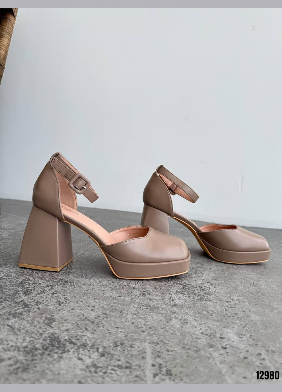 No Brand Туфли "Caffè Mokka" из эко-кожи на каблуке | 36–40 серо-бежевый з, — (332608020)