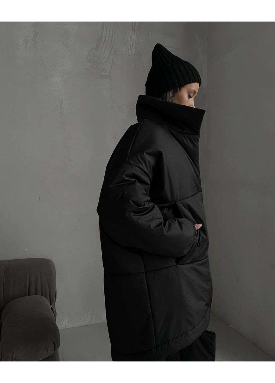 Чорна зимова куртка оверсайз Fashion