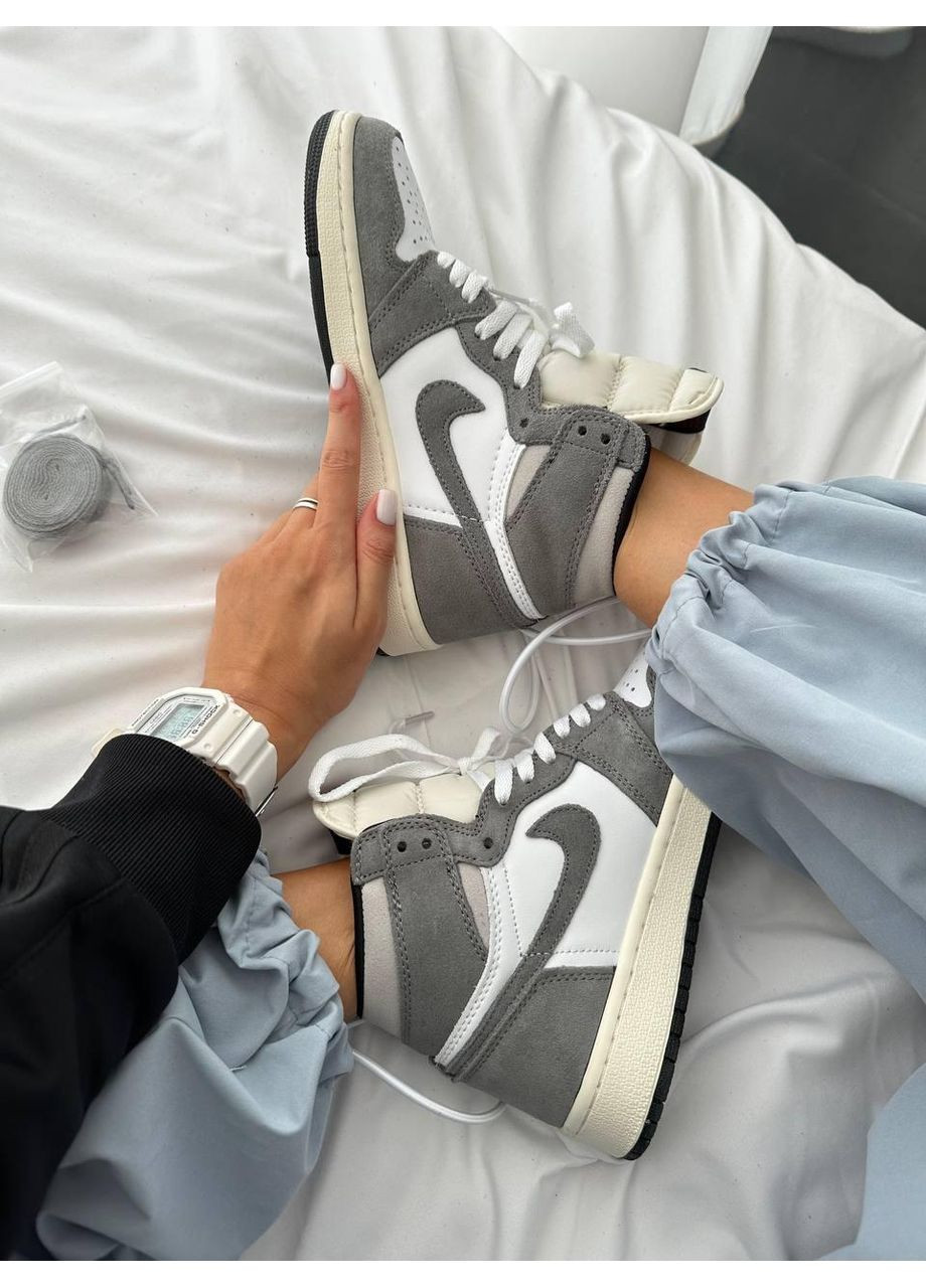Білі Осінні кросівки чоловічі nike air jordan 1 high washed heritage найк аір джордан No Brand