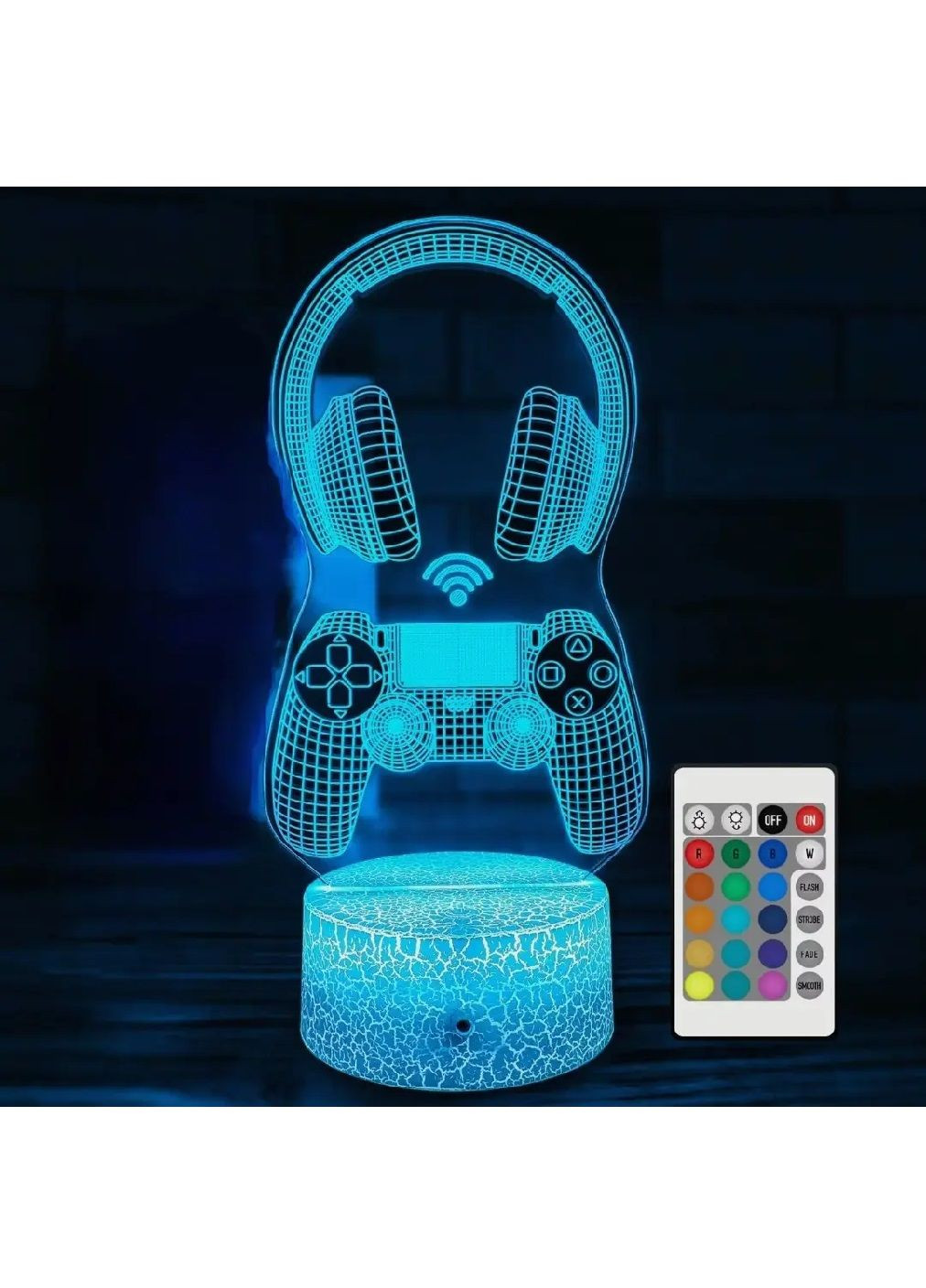 Настольный 3D LED светильник ночник с пультом работой от USB 16 цветов подсветки (480821-Prob) Наушники с геймпадом Unbranded (344464808)