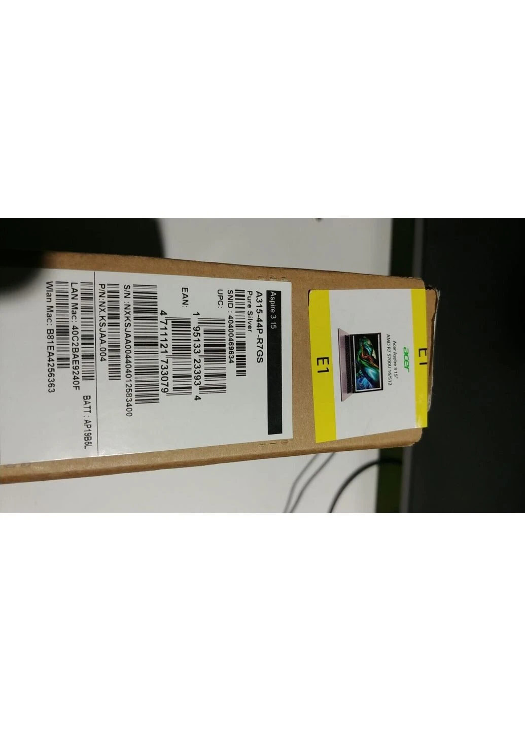 Ультрабук Aspire 3 15 A315-44P-R7GS / 15.6" (1920x1080) TN / AMD Ryzen 7 5700U (8 (16) ядер по 1.8 - 4.3 GHz) / 16 GB DDR4 / Acer (398138581)