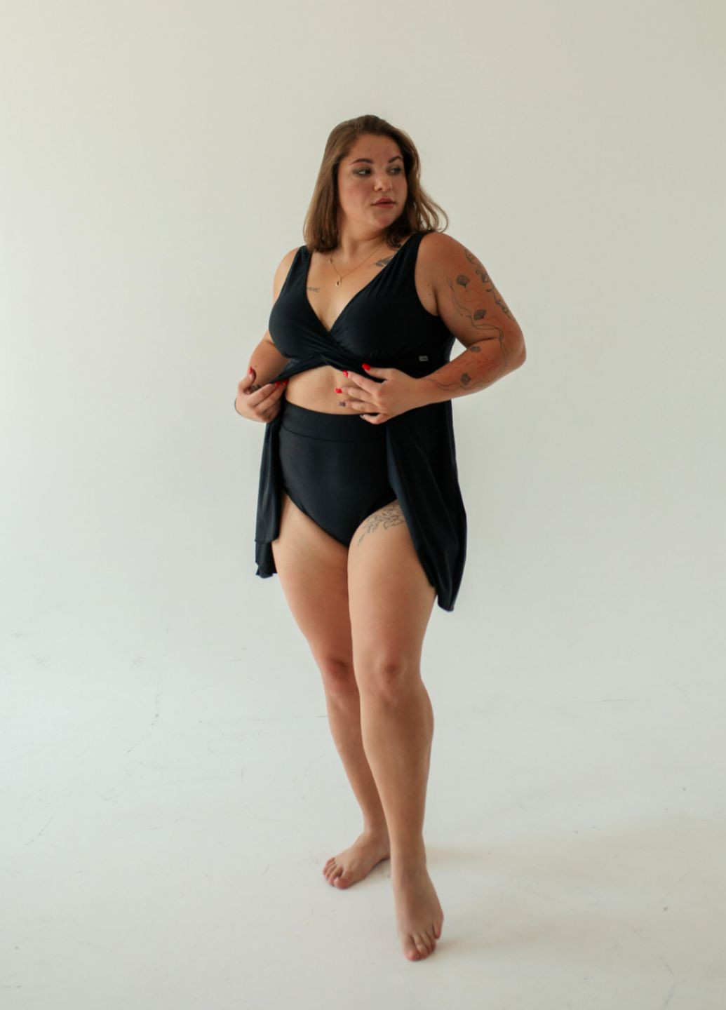 Черный демисезонный раздельный женский купальник – высокие трусы, корректирующий эффект, украинское производство (s–7xl) раздельный Ods
