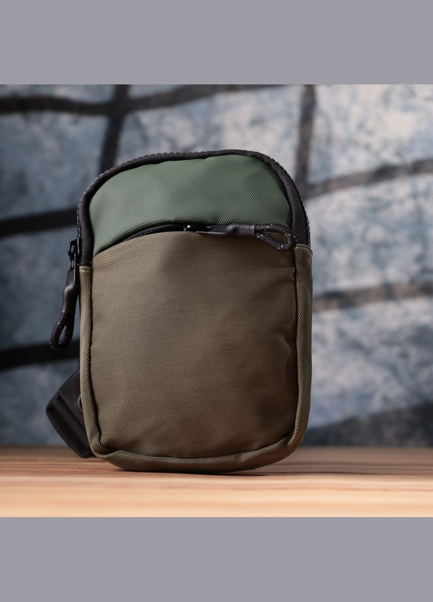 Небольшая слинг сумка для путешествий из качественного текстиля 22871 Зеленый Vintage (316087204)