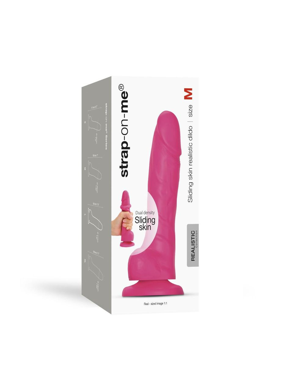 Реалистичный фаллоимитатор Sliding Skin Realistic Dildo Fuchsia M, эффект подвижной кожи Strap-On-Me (303911037)