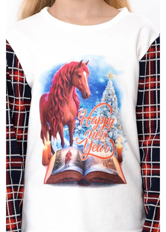 Бузкова зимня піжама дитяча "family look" (кофта та штани) з новорічним принтом (p-12643) Носи своє