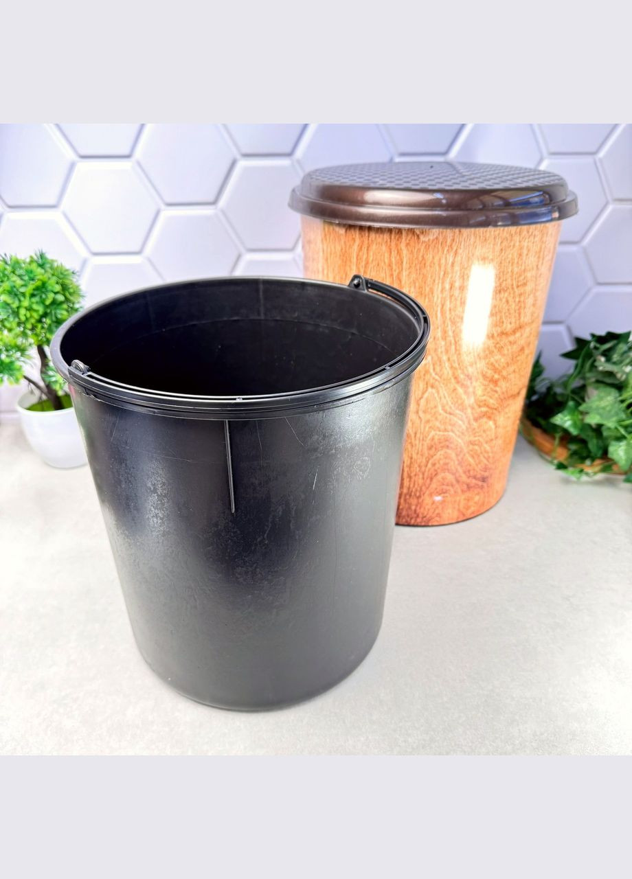 Відро для сміття з вкладишем та педаллю подвійне (2шт * 5.5л) Дерево 365 Elif Elif Plastik (318678685)