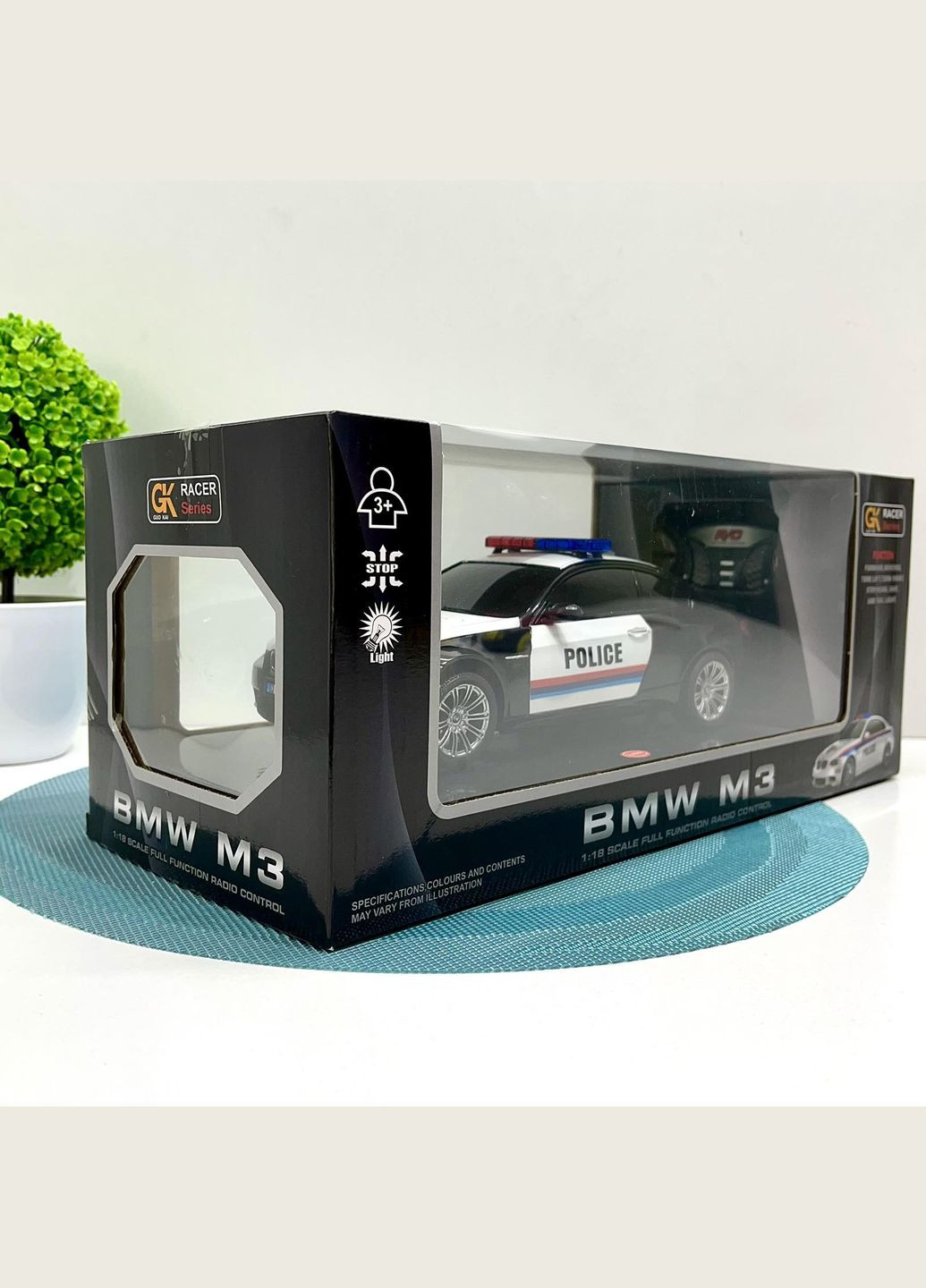 Машина на радіокеруванні Поліція пульт 2.4GHz підсвічування акум 4.8V гумові колеса USB кабель Чорна (866-1803 PB) GUOKAI (327877812)