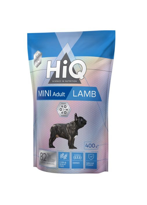 Сухой корм с ягненком для взрослых собак малых пород Mini Adult Lamb 400 г (HIQ46468) HIQ (359701905)