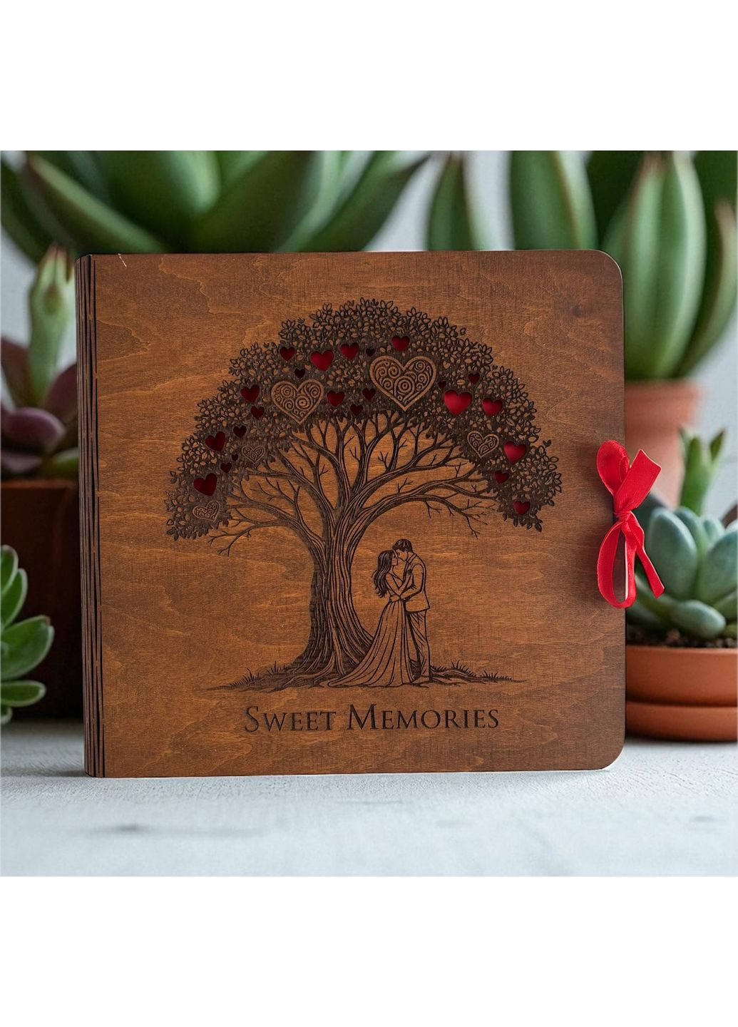 Весільний фотоальбом з дерева Sweet Memories на 100 фото - подарунок на річницю, весільний подарунок друзям, близьким No Brand (370386883)