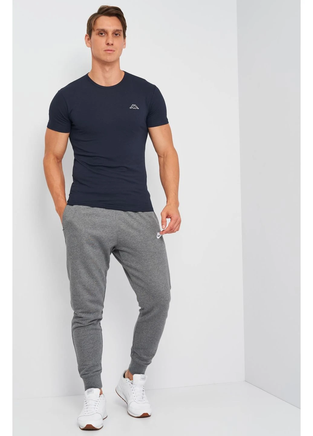 Синяя футболка crew neck с коротким рукавом blue k1304-blunavy Kappa