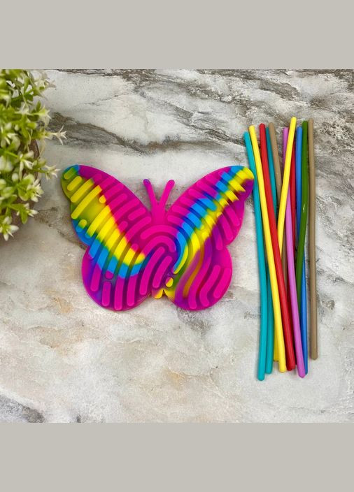 Сенсорная развивающая доска бабочка – антистресс-игрушка, тактильная игра, доска Монтессори, силиконовая игру No Brand (325452862)