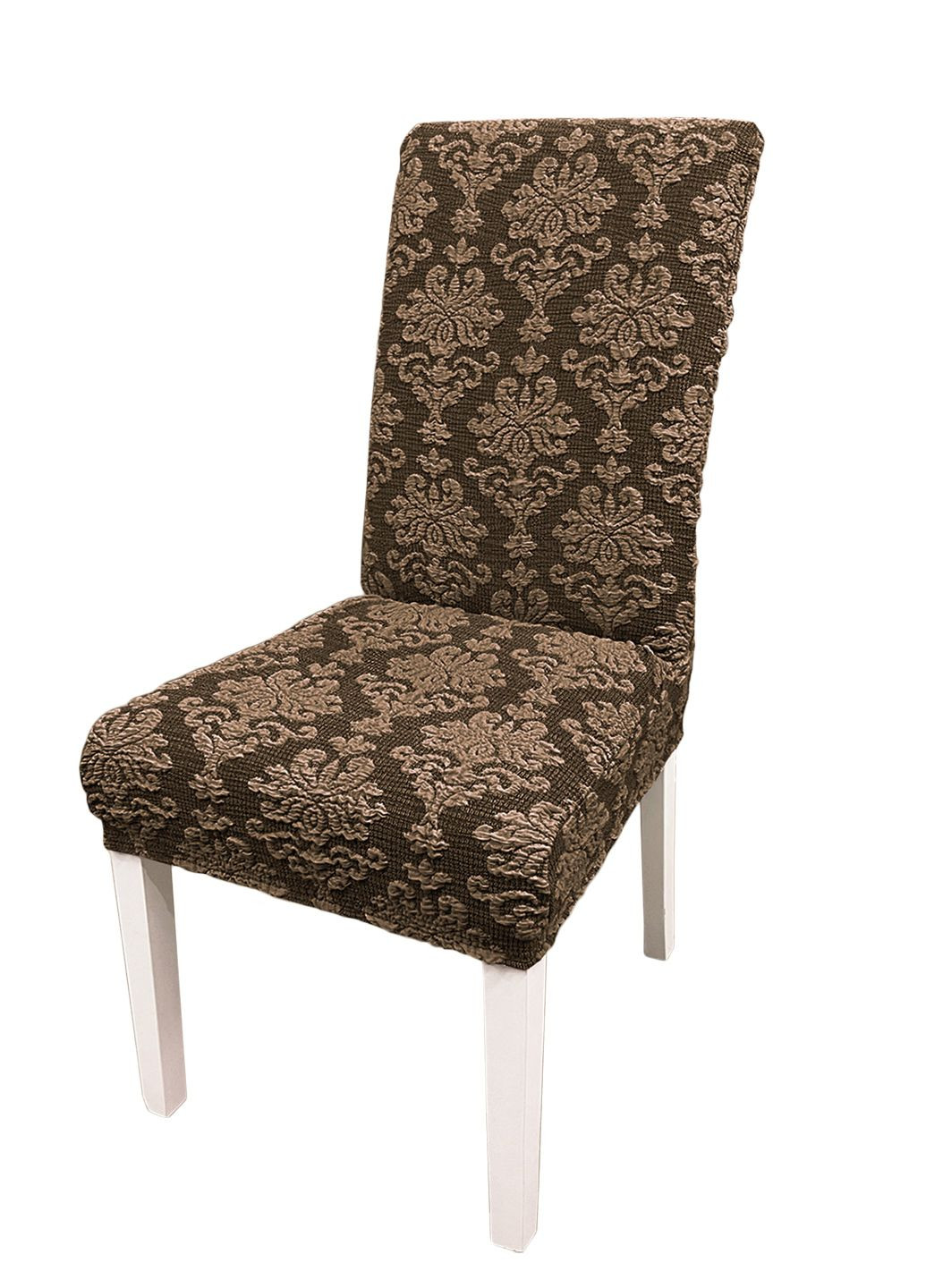 Чехол на стул универсальный жаккардовый коричневый Love You (325221213)