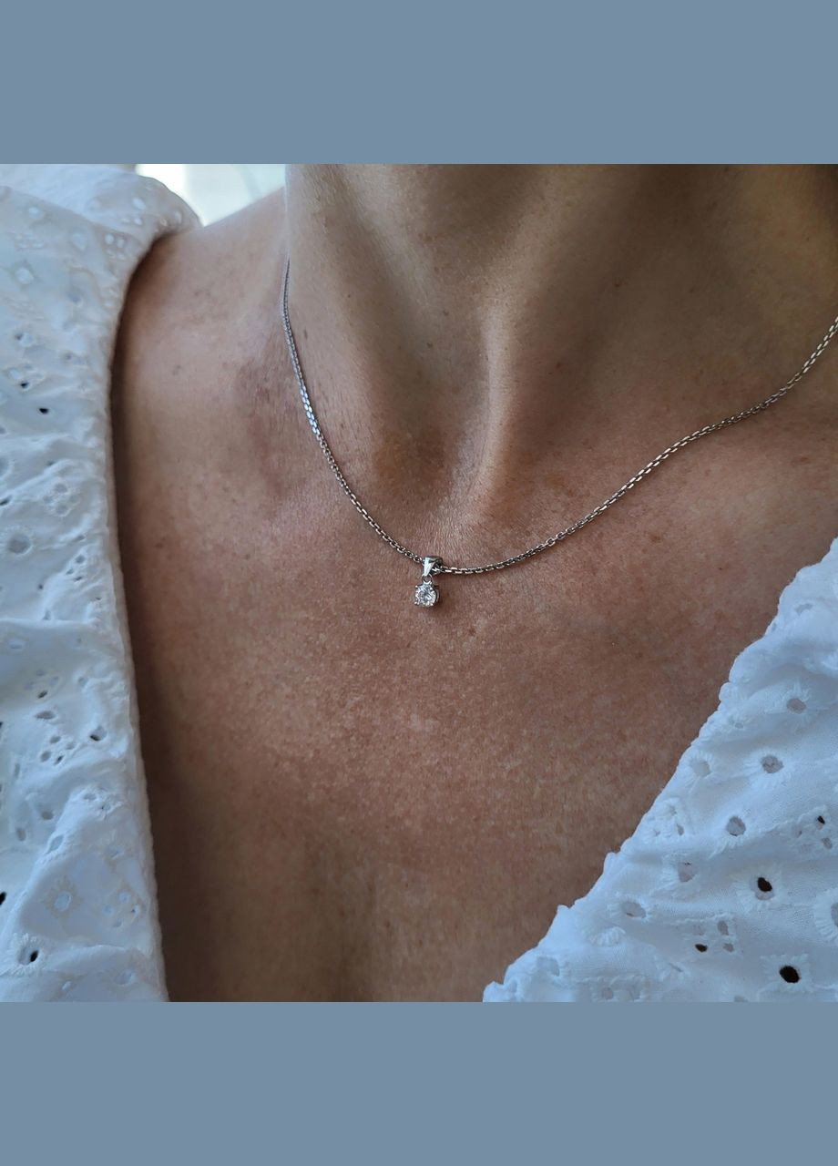 Серебряная подвеска кулон с Белым камнем 4 мм серебро 925 пробы Родированное 77187 0.32г No Brand (306742072)