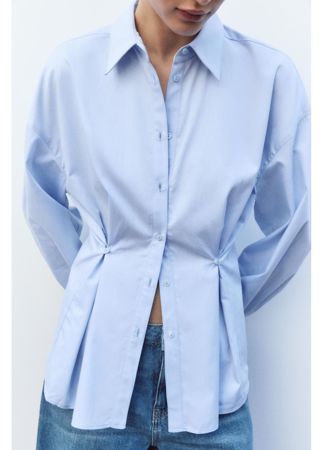 Сорочка-оксфорд з ґудзиками на поясі Zara (354816950)