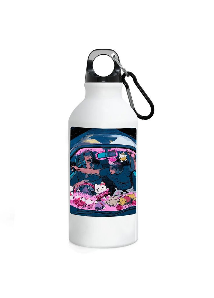 Фляга (бутылка) для воды с карабином 500 мл Металлическая (Туристическая, Для кемпинга, Для спорта) #31 500 мл Белый No Brand (323639733)