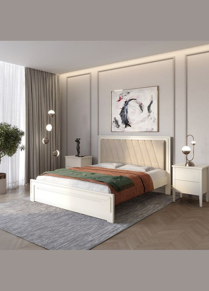 Односпальне дерев'яне ліжко Торонто Т6 (S0505Y30R)/Аляска 23 (бежевий) 90х190 см (MBG-9487) Mebigrand (366084630)