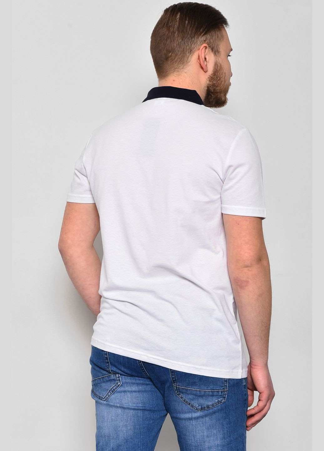 Біла футболка поло чоловіча білого кольору Let's Shop