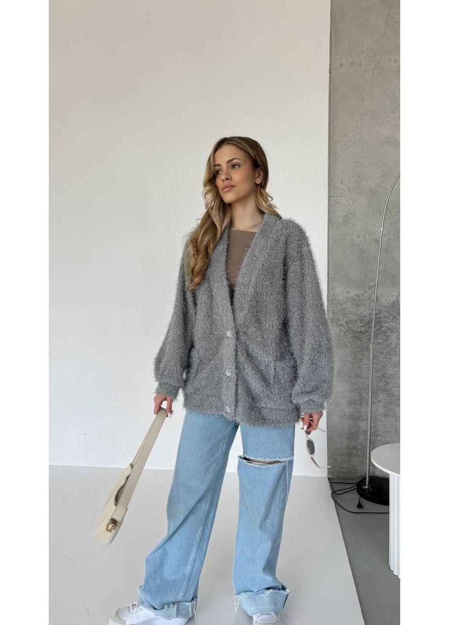 Серый демисезонный кардиган MonCher