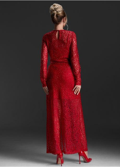 Червона святковий, коктейльна, вечірня гіпюрова сукня в підлогу No Brand однотонна