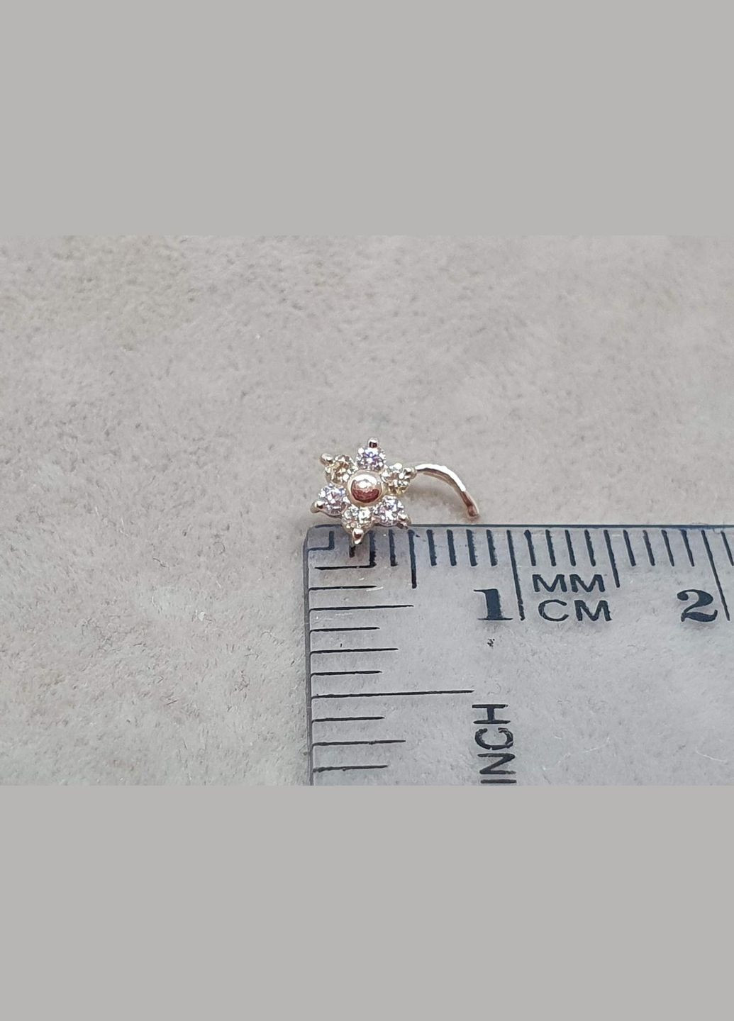 Золота сережка-пірсинг в ніс с фіанітами. 1040.3 Dear (293246394)