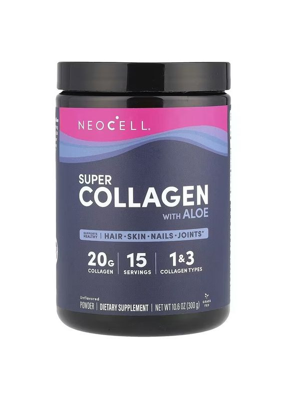 Супер коллаген с алоэ, Тип 1&3, Super Collagen Powder With Aloe,, 284 гр (10,6 унций) Neocell (315146237)