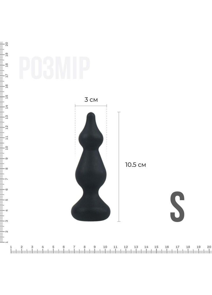 Анальна пробка Amuse Mini Black (S) з двома переходами, макс. діаметр 3 см Adrien Lastic (293959604)