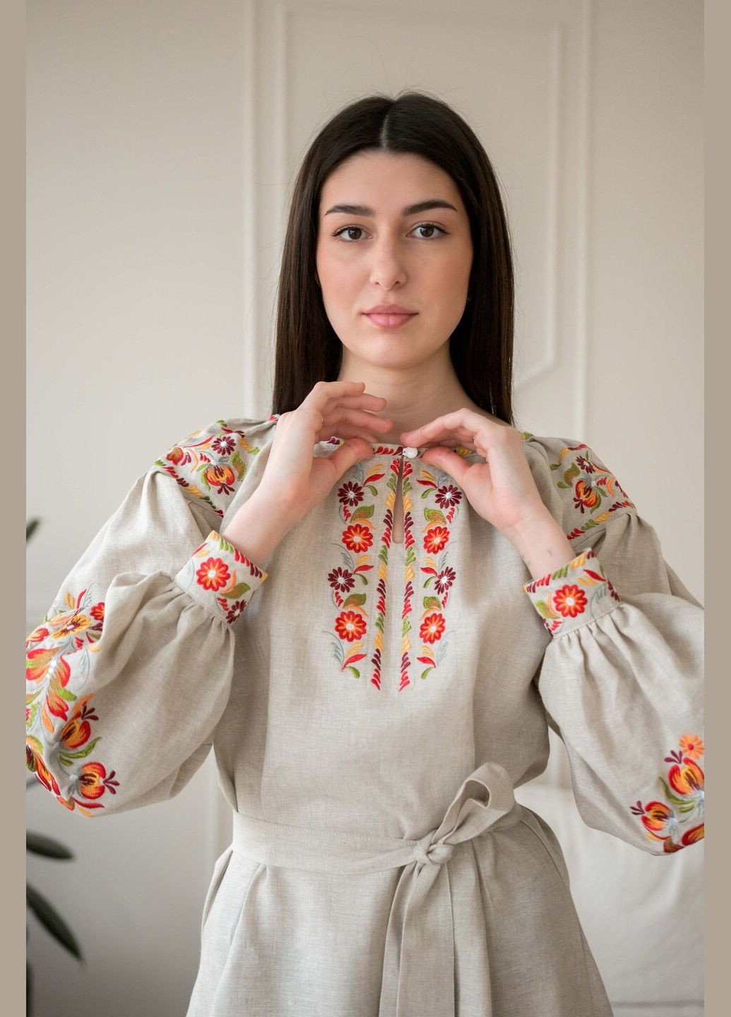 Сіра плаття Vyshyvanka льон (299339651)