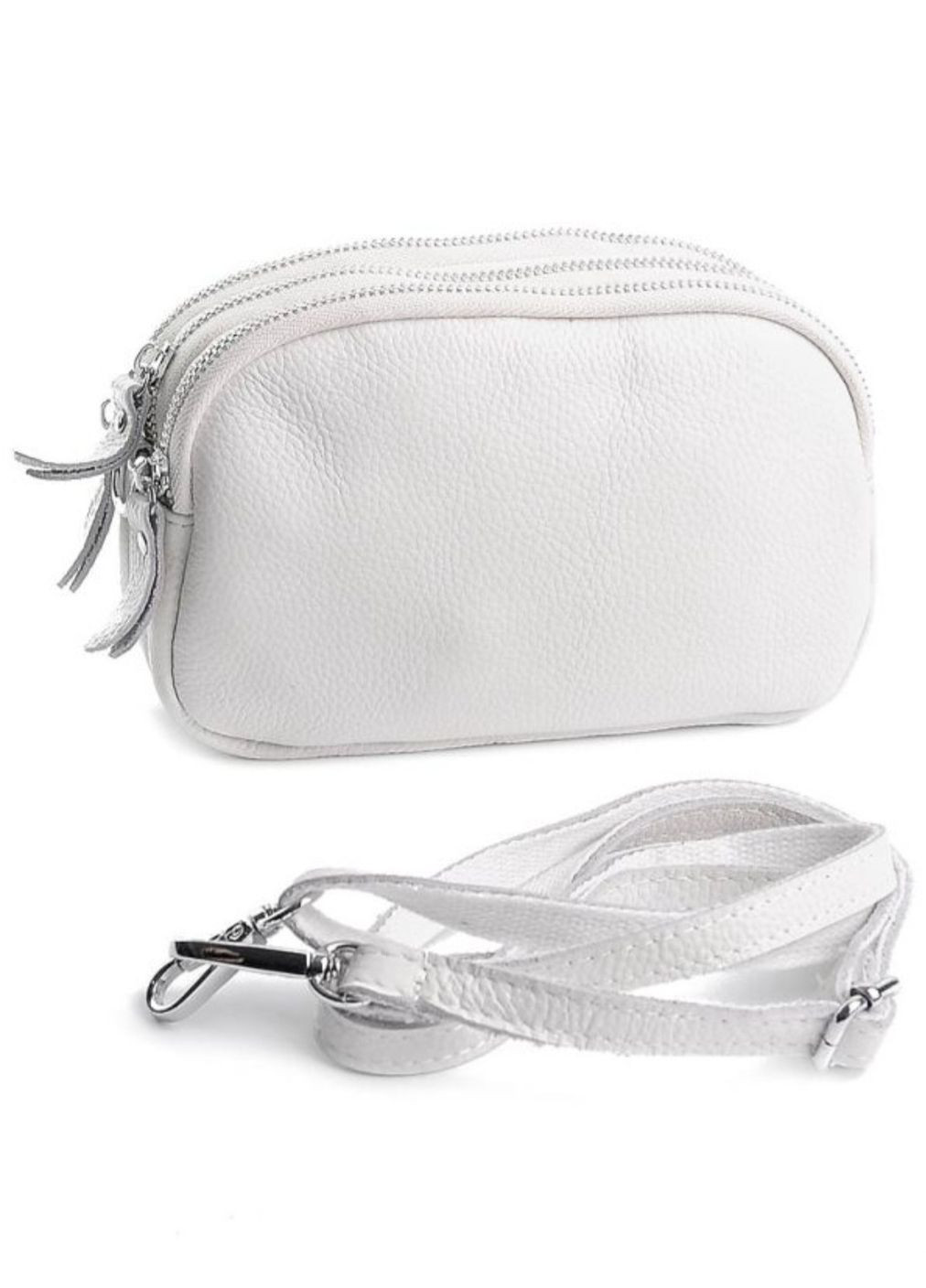 Жіноча сумка клатч з натуральної шкіри на три відділення мала біла No Brand (347640672)