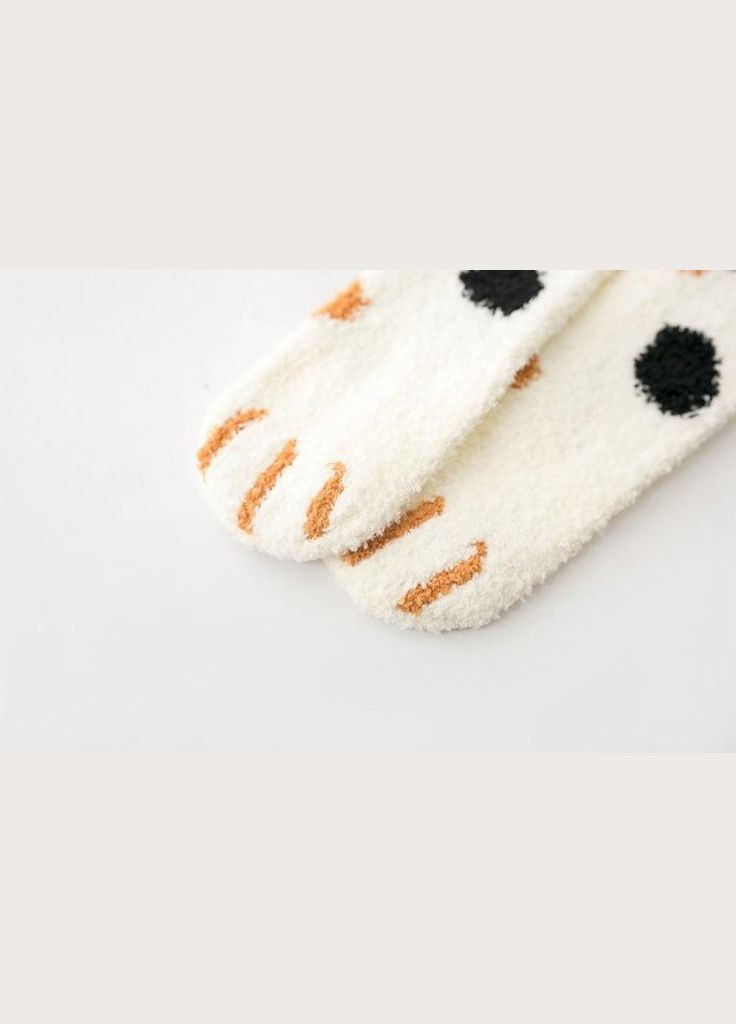 Комбинированные теплые махровые носки кошачьи лапки пятнистые трехцветные (312515327)
