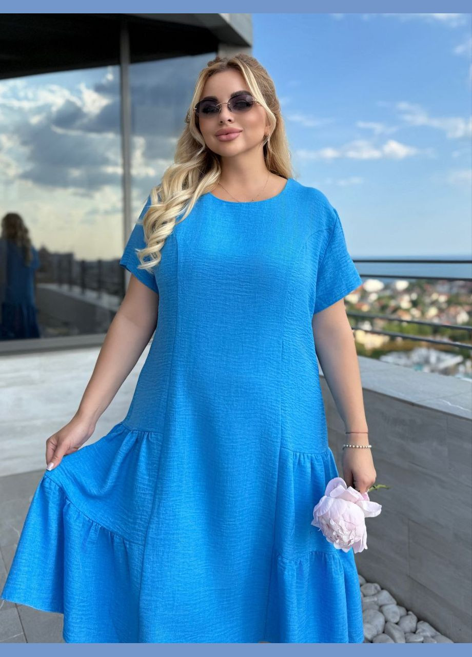 Блакитна повсякденний, кежуал жіноча сукня вільного крою Style Point однотонна