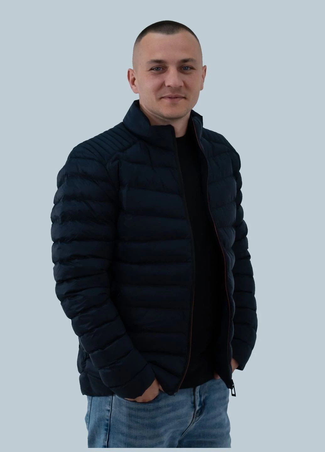 Темно-синяя демисезонная куртка мужская Hugo Boss Logo Label