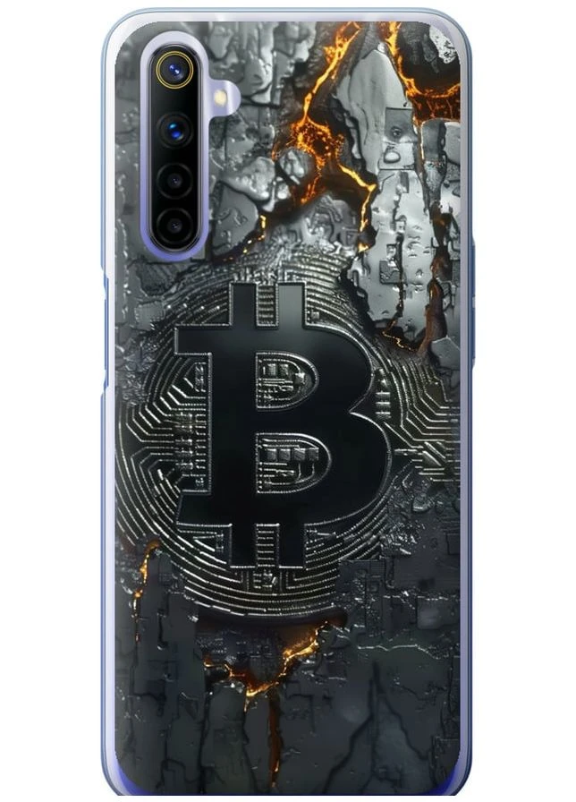 2D пластиковый чехол 'Раскаленный биткойн' для Endorphone Realme 6 (289716871)