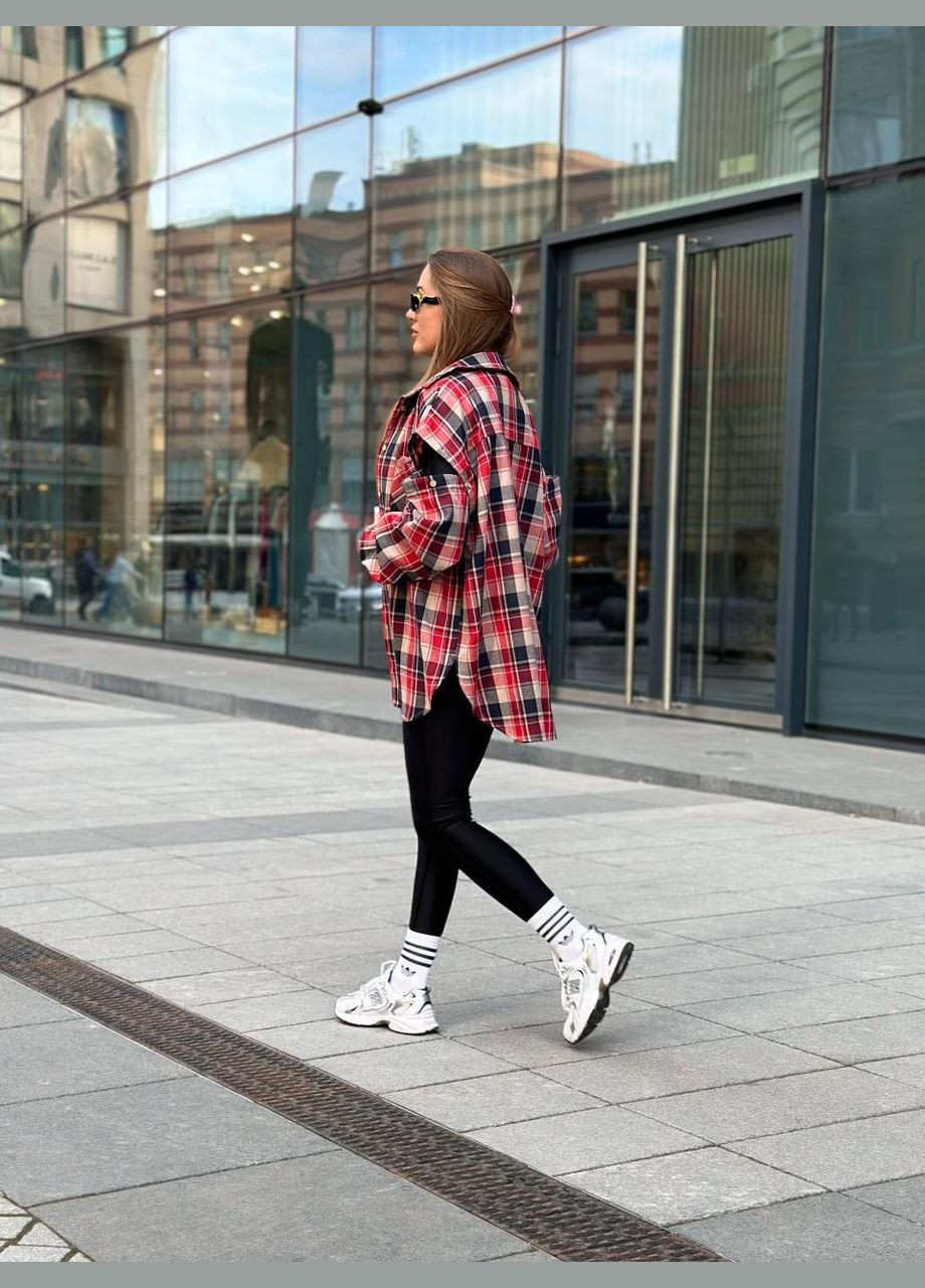 Жіноча сорочка в клітинку зі зйомними рукавами Синій/Червоний Maybel (329039298)