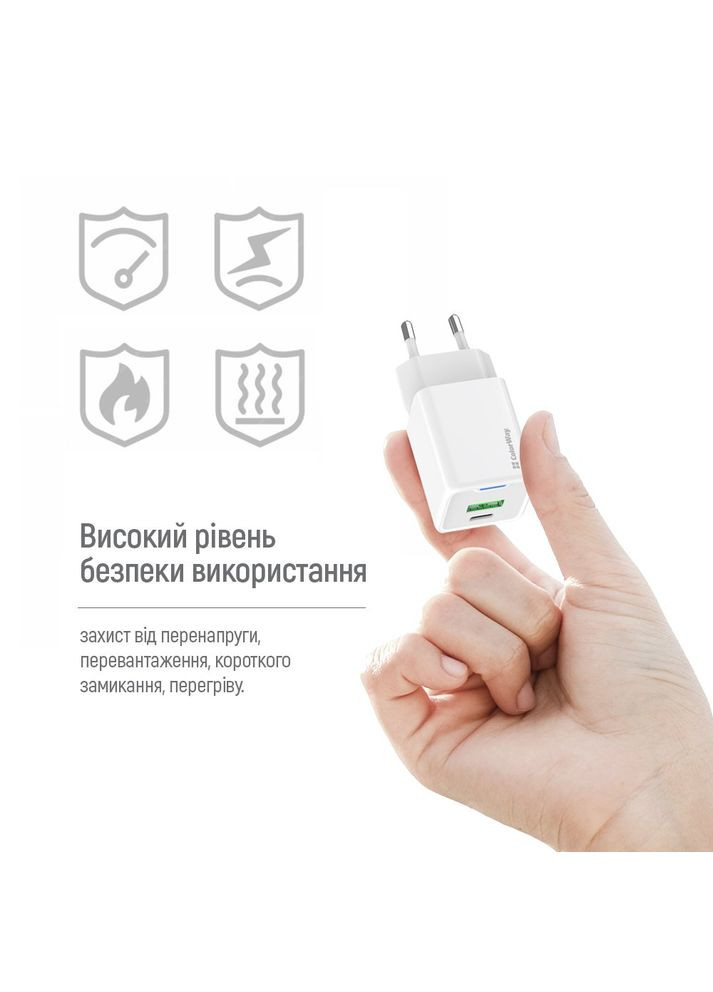 Мережевий зарядний пристрій GaN Mini 30W PD Port PPS USB (Type-C PD + USB QC4.0) White (CW-CHS053PD-WT) Colorway (336959643)