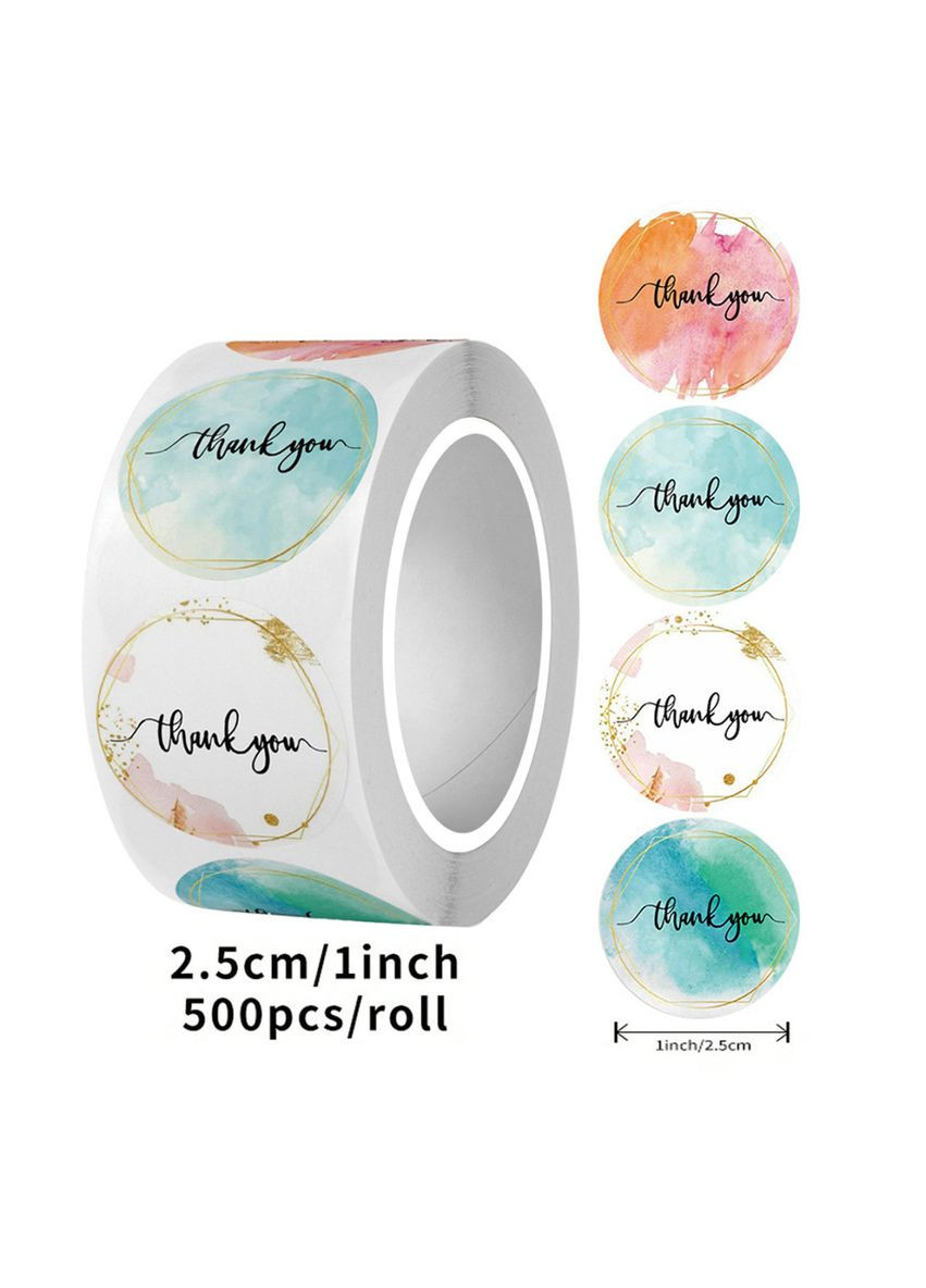 Наклейки на бобине "Thank you" 2,5 см, в рулоне 500 шт. No Brand (356509691)