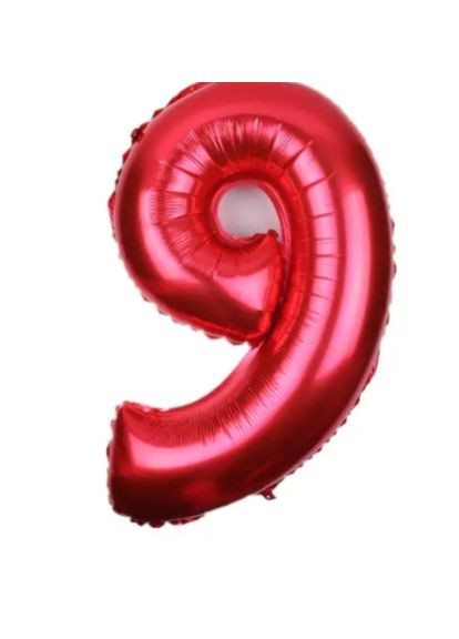 Кулька цифра 9 фольгована 16 дюймів червоний Jannet кулька (333340230)