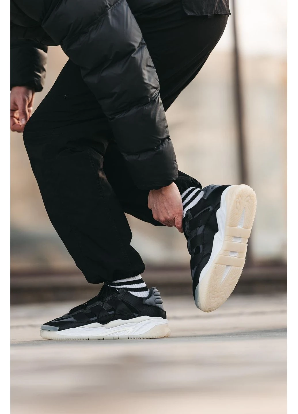 Білі кросівки чоловічі adidas niteball black white 2.0 адідас найтбол білі демісезон No Brand