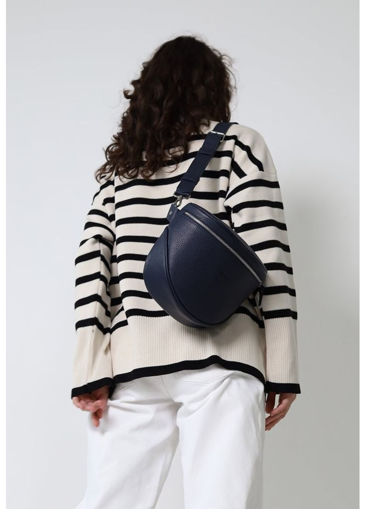 Кожаная сумка поясная-кроссбоди Vacation темно-синяя флотарь The Wings (348359002)