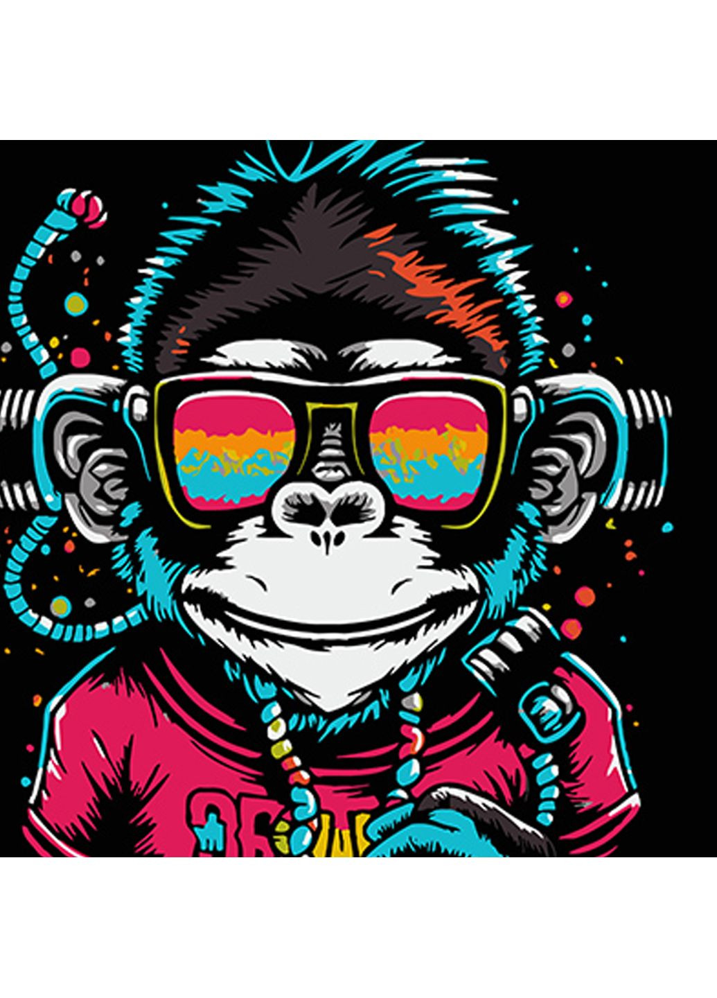 Картина за номерами Мавпа у навушниках і окулярах для творчості розвиває фантазію та знімає стрес Strateg (369760863)