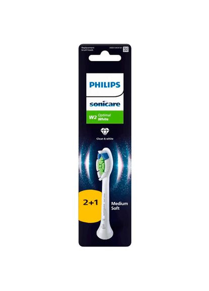 Насадки сменные Sonicare W2 Optimal White HX6063/88 на зубную щетку 3 штуки Philips (365729068)