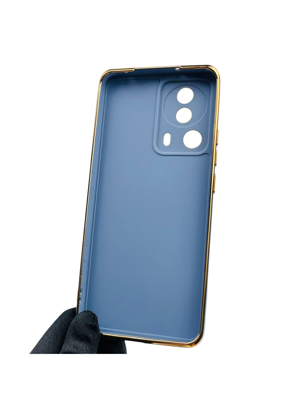 Чехол для 13 Lite глянцевый с золотой окантовкой с защитой камеры на сяоми 13 лайт синий Xiaomi (366020463)
