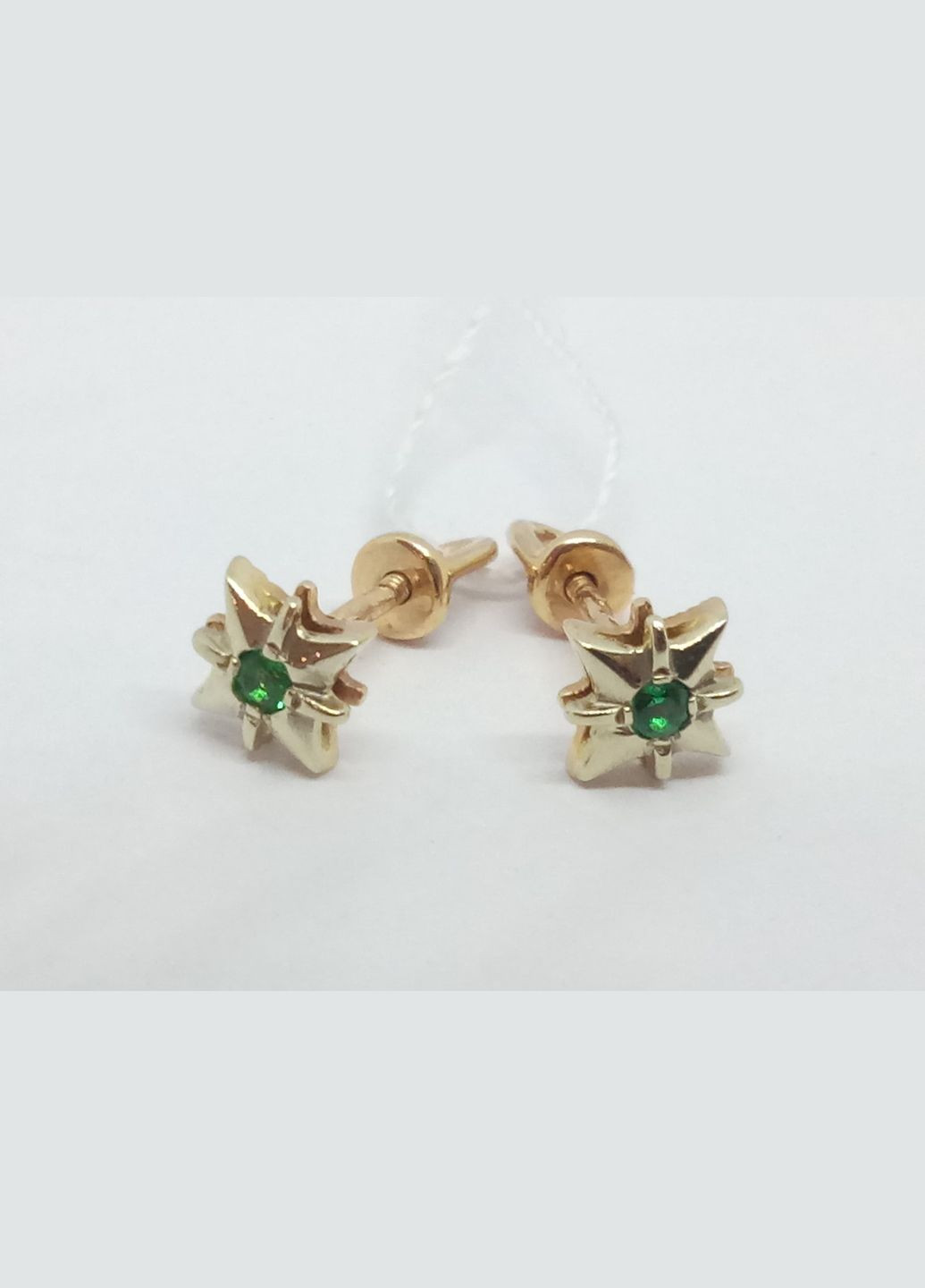 Золотые серьги-пуссеты с фианитами. 11120035 Родинні коштовності (272797537)