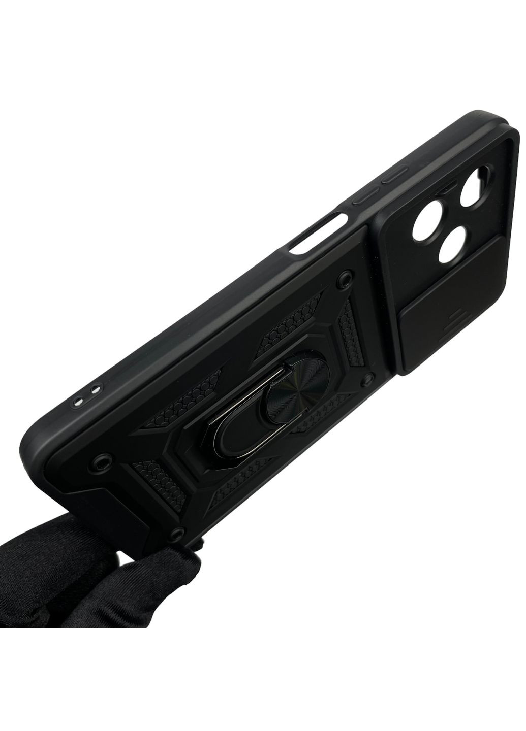 Чохол для C53 броньований з кільцем зі шторкою на камеру на реалмі с53 чорний rg1 Realme (366019791)